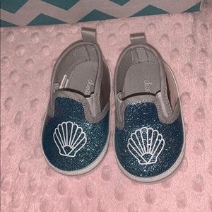 Blue & Silver Sparkly Seashell Shoes